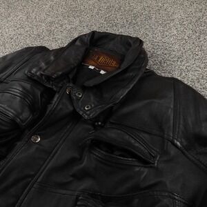 Leather Jacket Mens XL Black Motorcycle Moto Biker Aviator Bomber Full Zip Coat